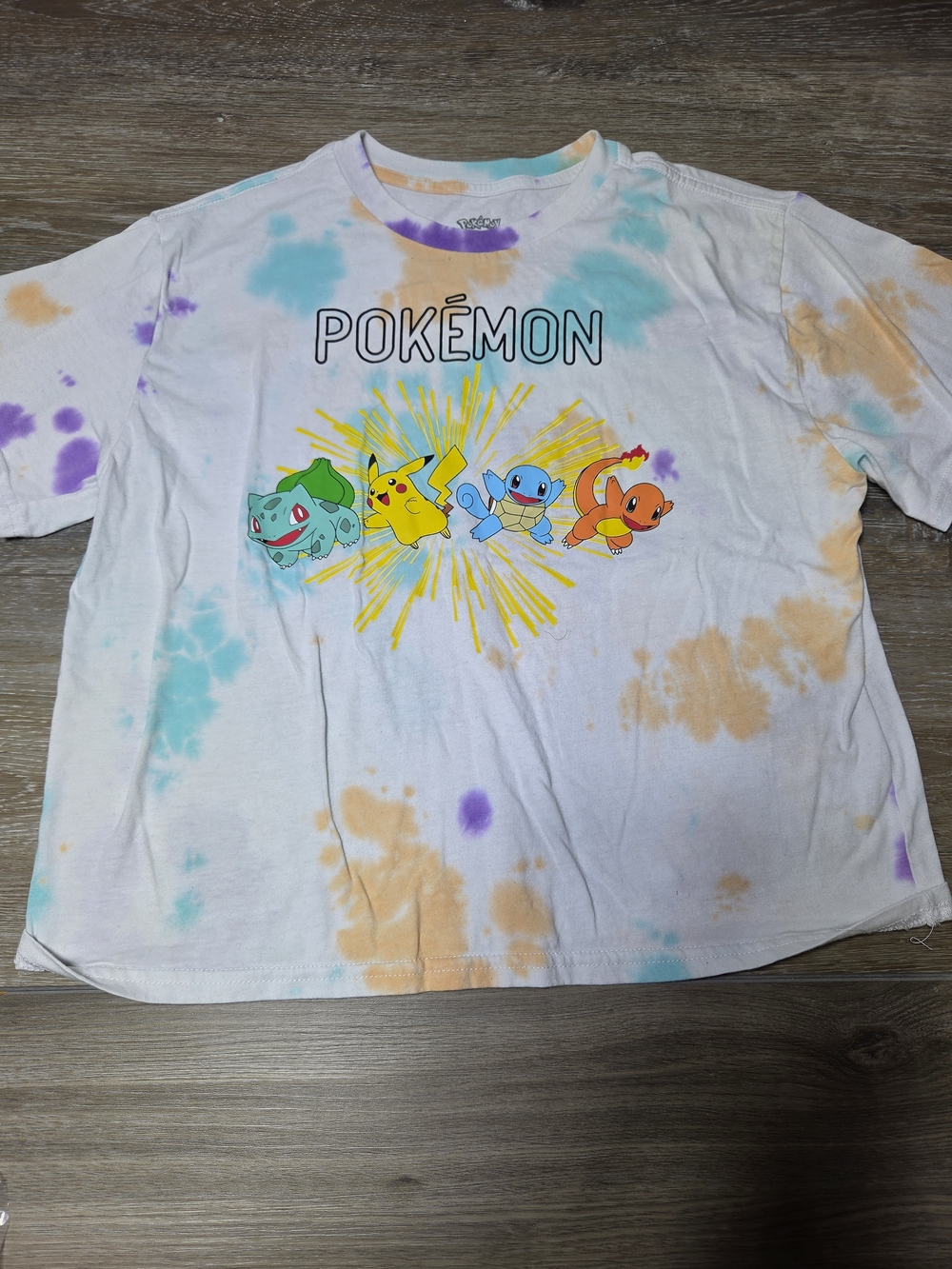 Pokemon Tie Dye Graphic T-Shirt Juniors L 11-13 Pikachu Bulbasaur
